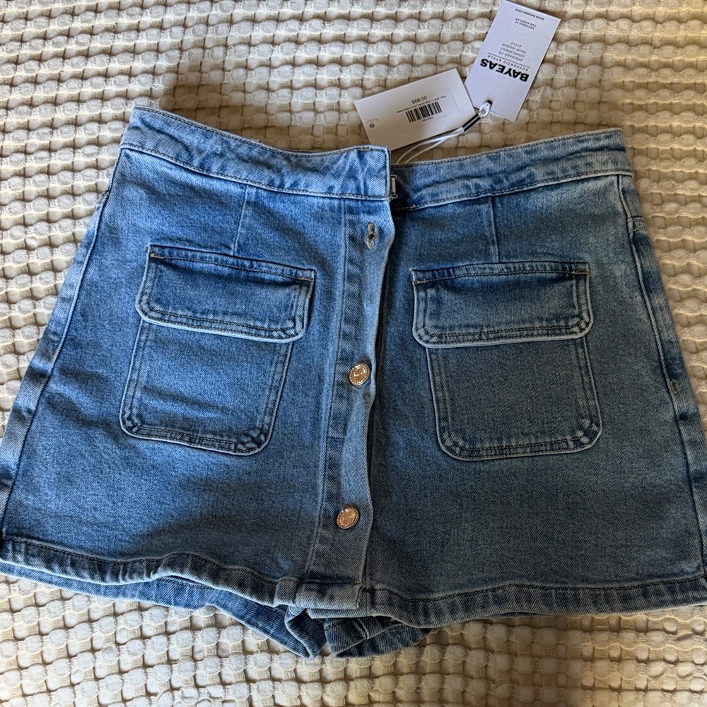 Bayeas Denim Skort with Button Detail